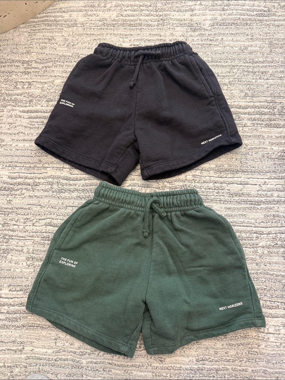 Zara Kids Fleece Shorts in Black and Forest Green